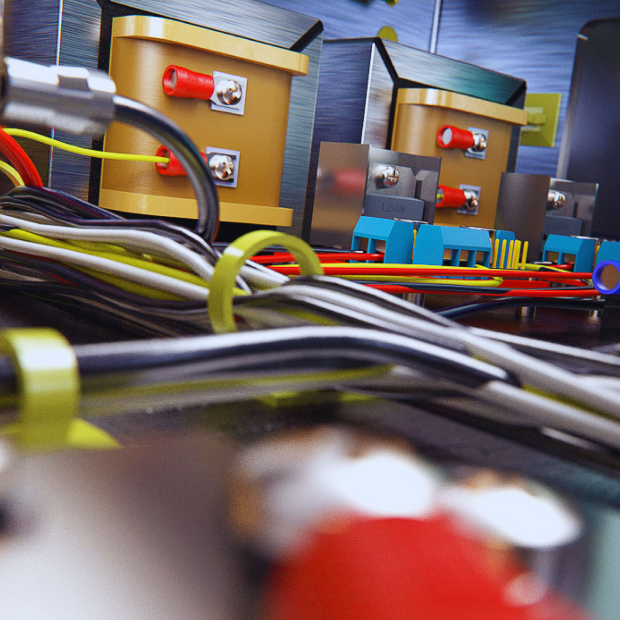 A close up of wires and cables in an electrical box.