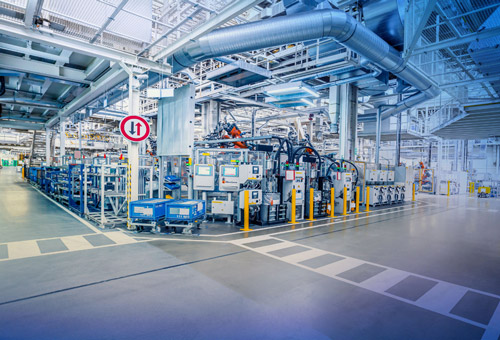 A factory with many machines and pipes