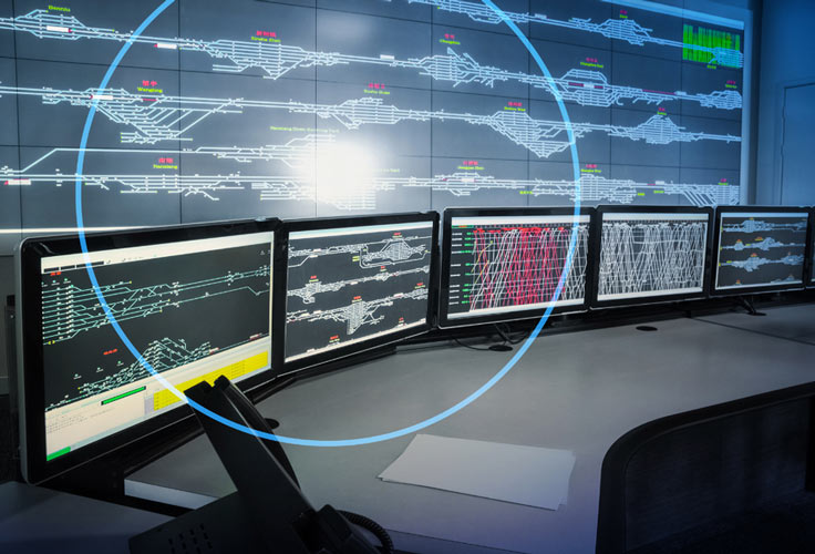 A large screen monitor with multiple monitors in it.