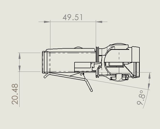 A drawing of the side view of an airplane.