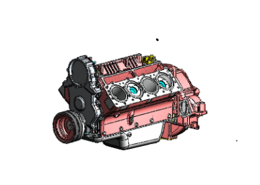 A drawing of an engine with the cylinder block removed.