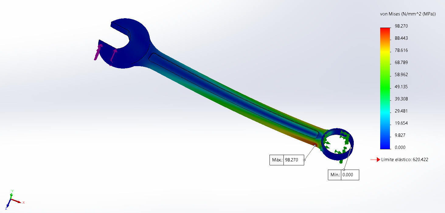 A wrench is shown in solidworks.