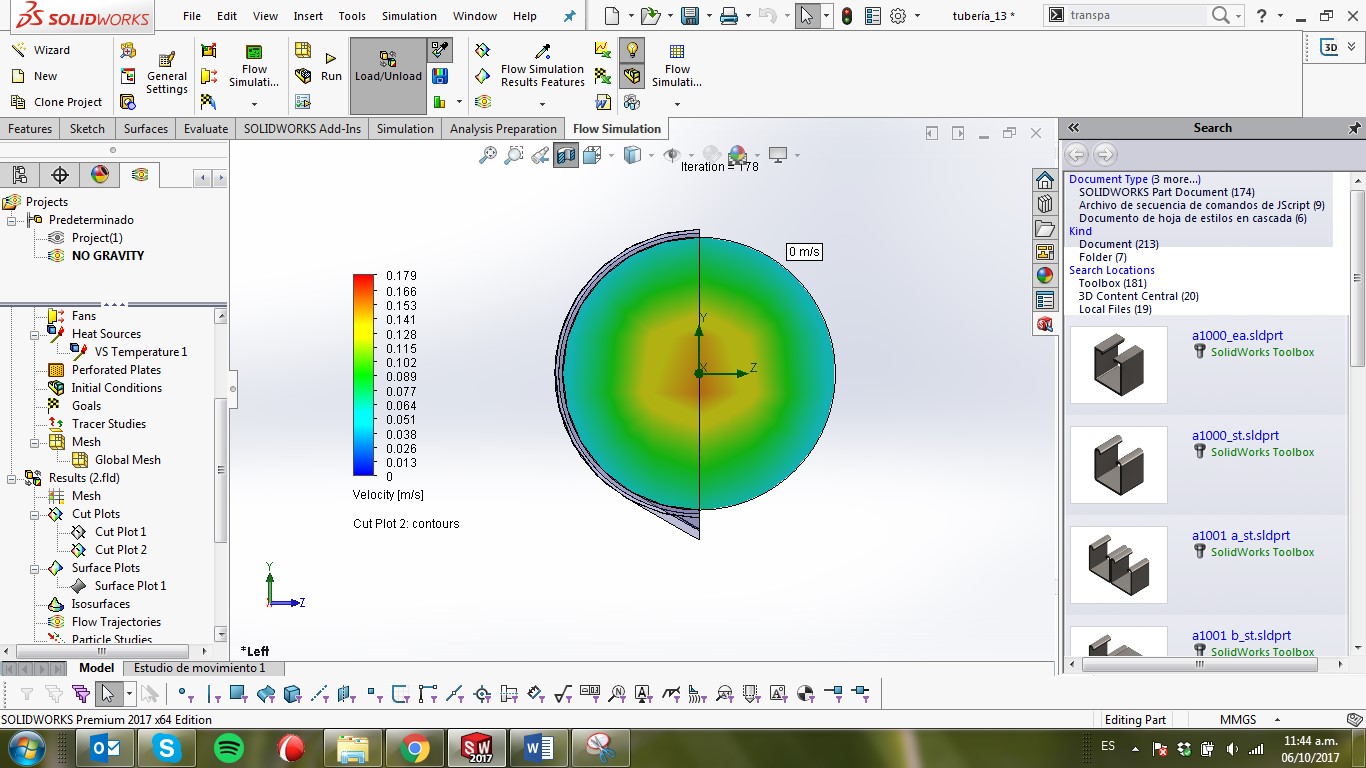 A computer screen with a 3 d model of the inside of a circular object.