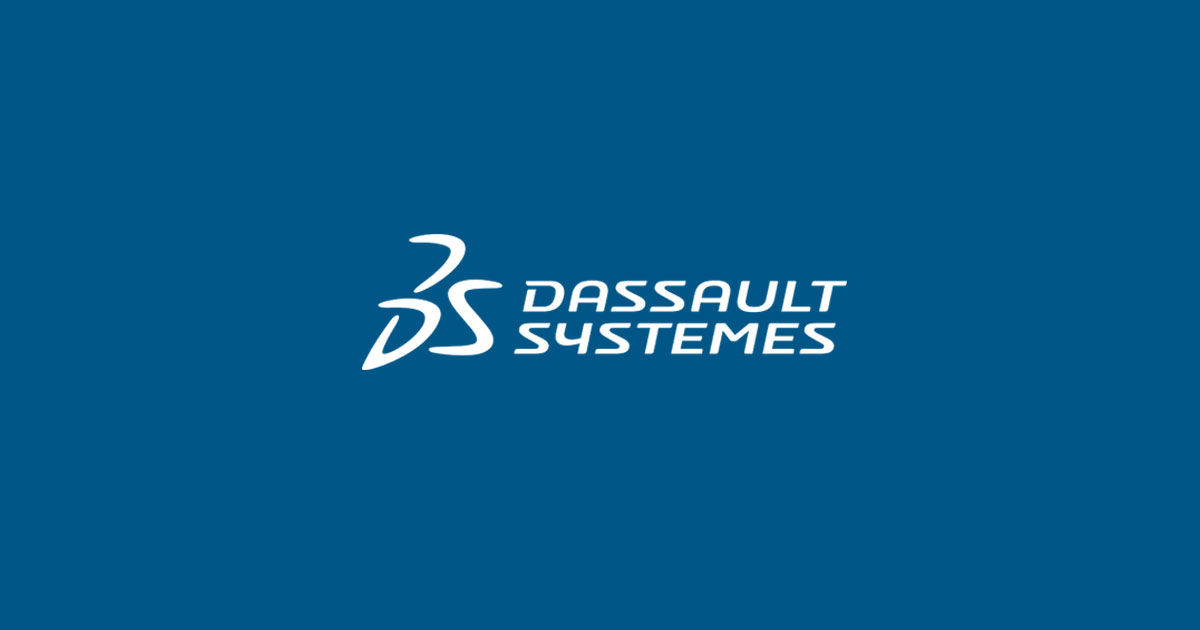 A blue background with the dassault systemes logo.
