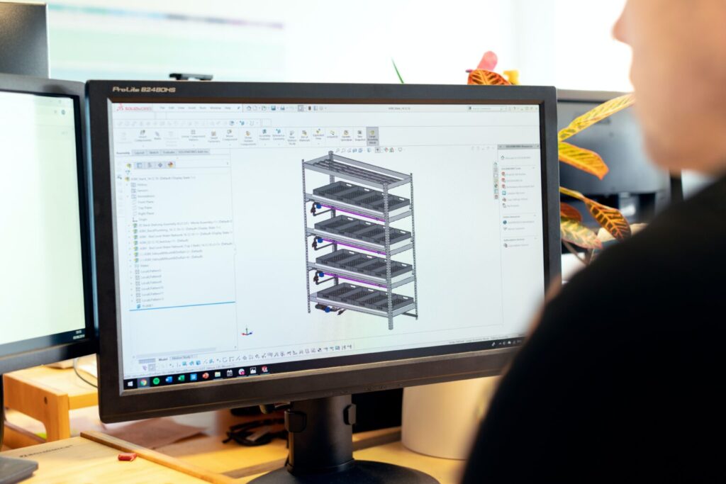 A computer screen showing an image of a rack.