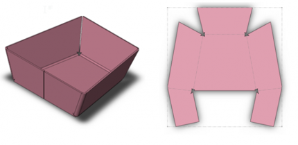 A pink box with a cut out of the top.