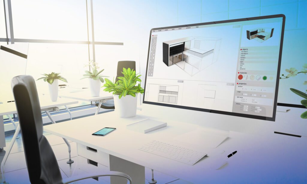 A computer monitor sitting on top of a desk.